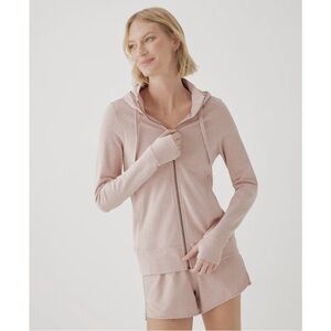 Pact Organic Stretch French Terry Snug-Fit Zip Hoodie Pale Mauve